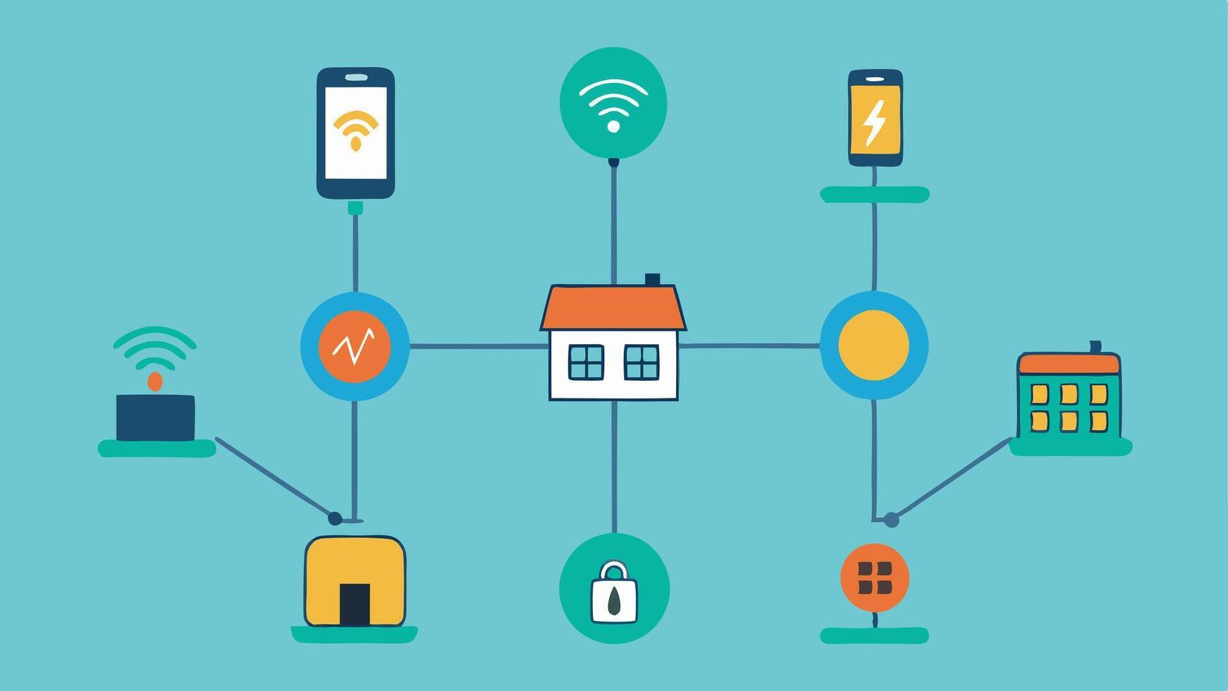 conectado nodos un web de interconectado nodos representando inteligente metros y subestaciones cada mostrando datos fluir indicadores a significar comunicación y información intercambio.. vector