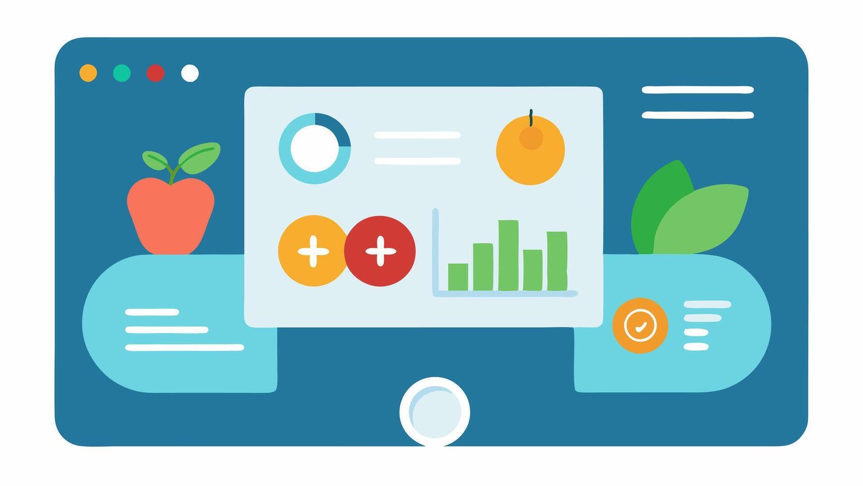 Nutrition Goal Tracking A visual dashboard showing a users nutritional goals e.g. calorie intake protein consumption being monitored and adjusted by an AI to keep the individual on. vector