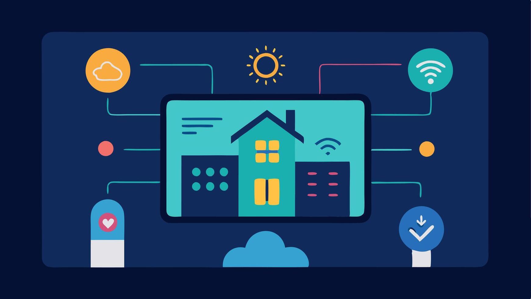 Home Automation Preferences A smart home interface showcasing a personalized settings dashboard where the user can control lighting temperature and entertainment systems based on. vector