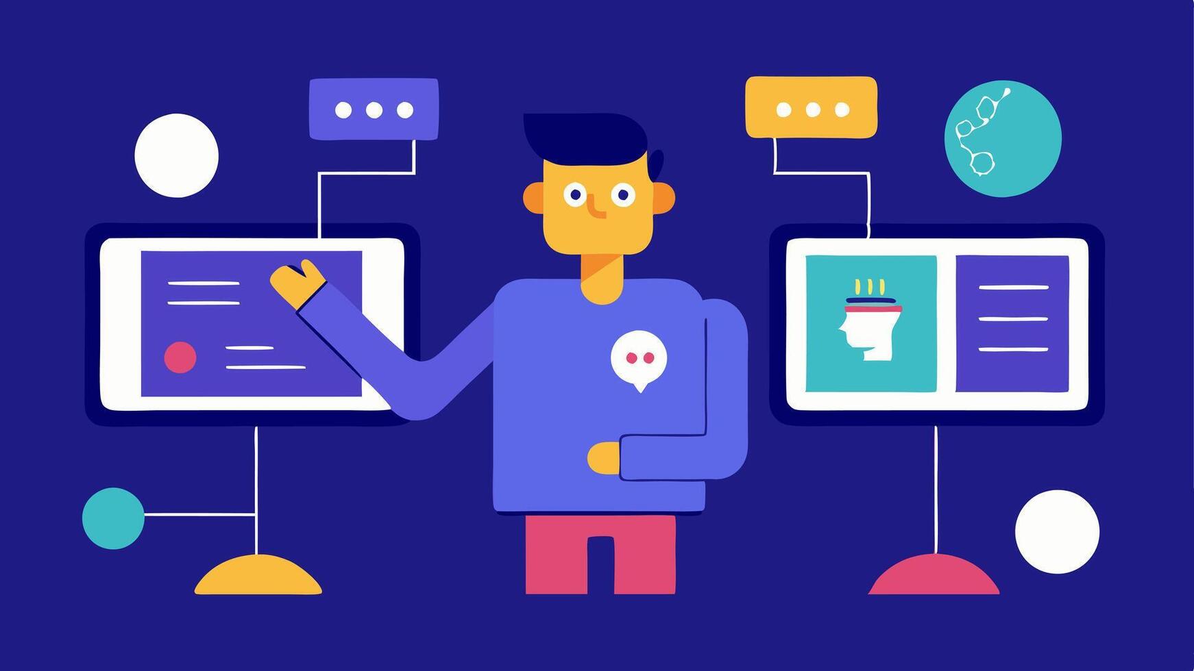 Interactive Digital Signage Screens that change content dynamically based on customer demographics and behavior driven by AI to enhance marketing effectiveness.. vector