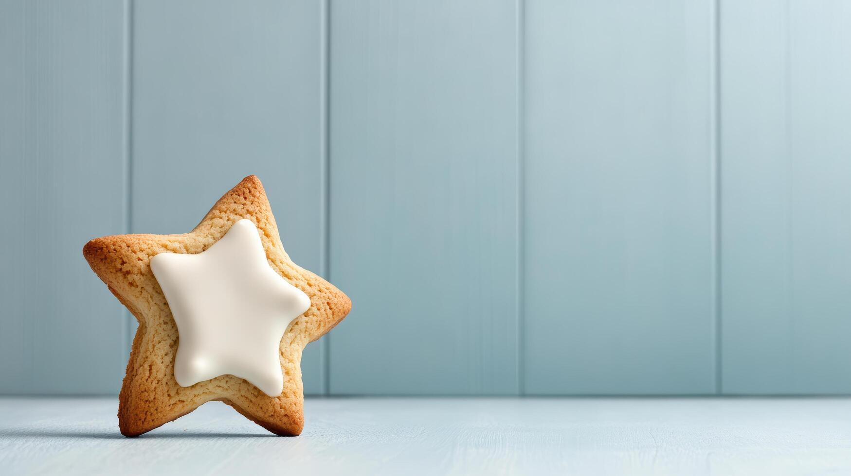 A star shaped cookie with frosting on top photo