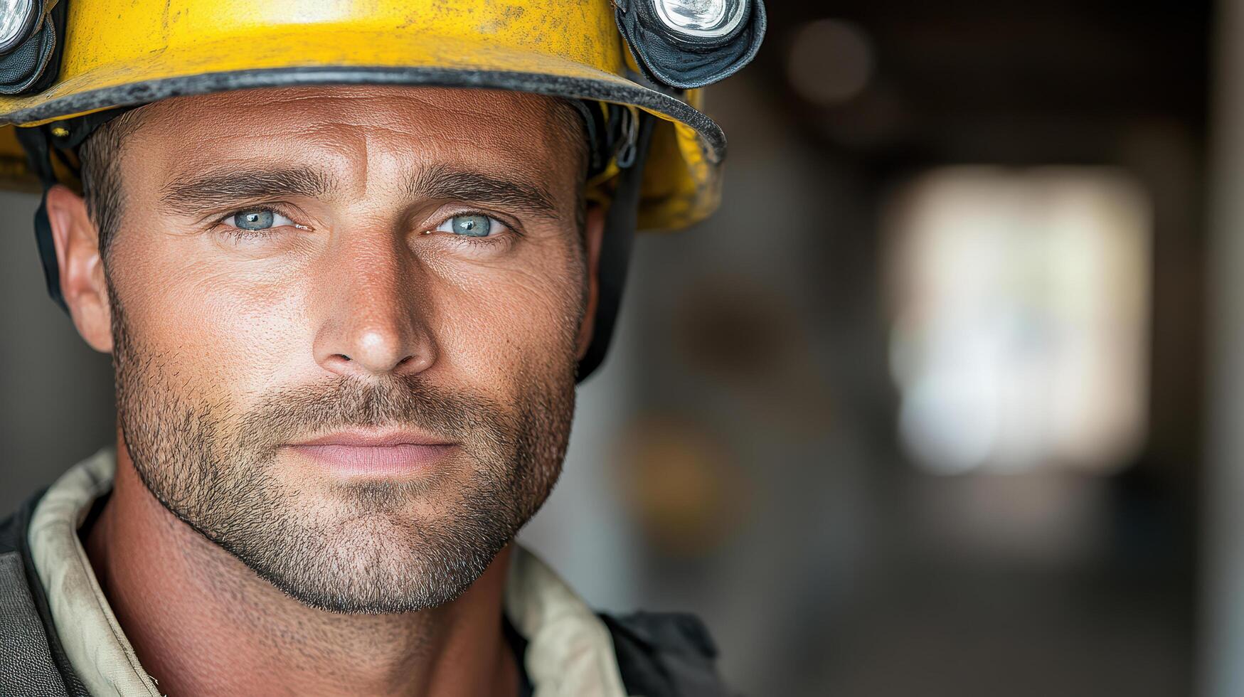 A man wearing a hard hat and helmet photo
