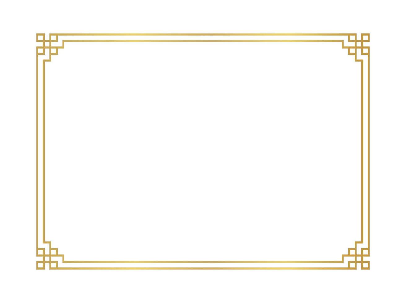 chinese frame rectangle art line, certificate golden frame vector