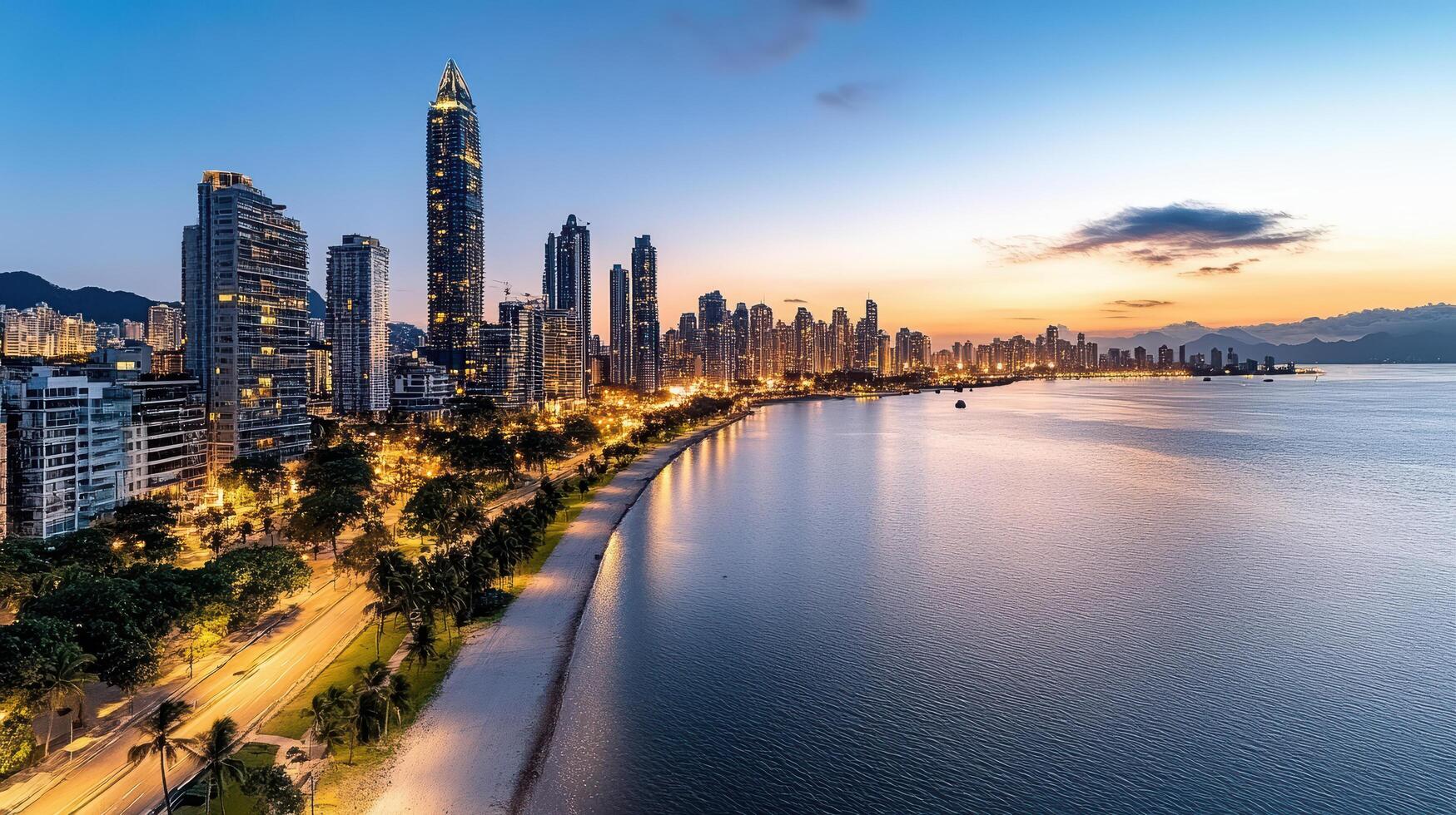 The city skyline of manila, philippines at dusk photo