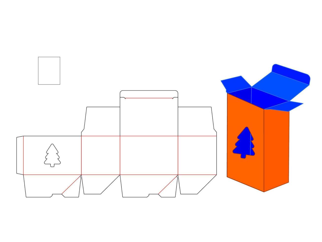 Christmas Tree Shape Window Box LASER CUT DielineTemplate vector