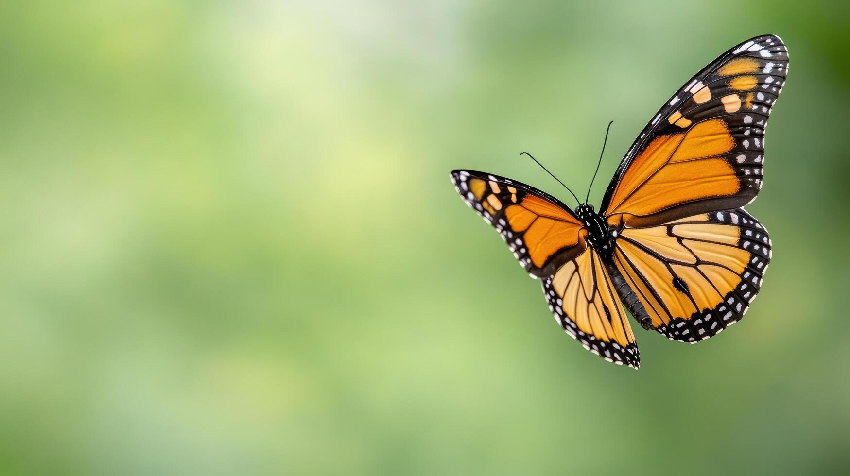 A monarch butterfly is flying in the air photo