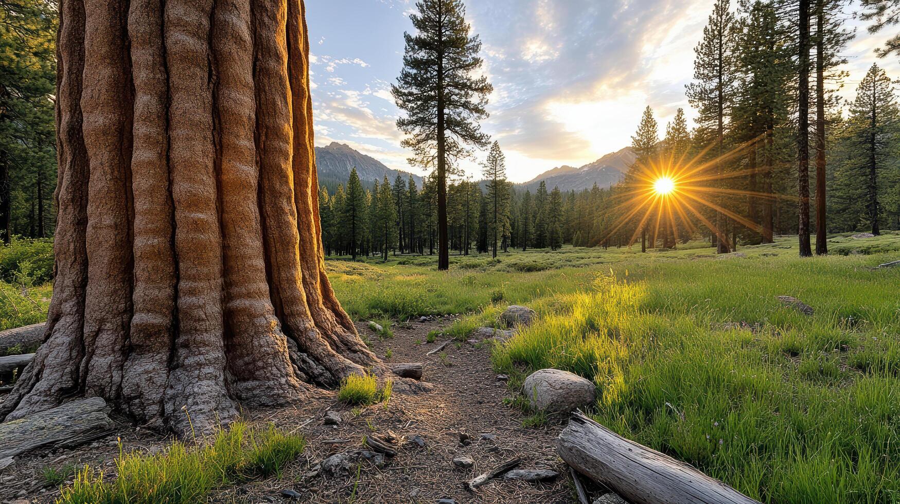 A tree in the middle of a field photo