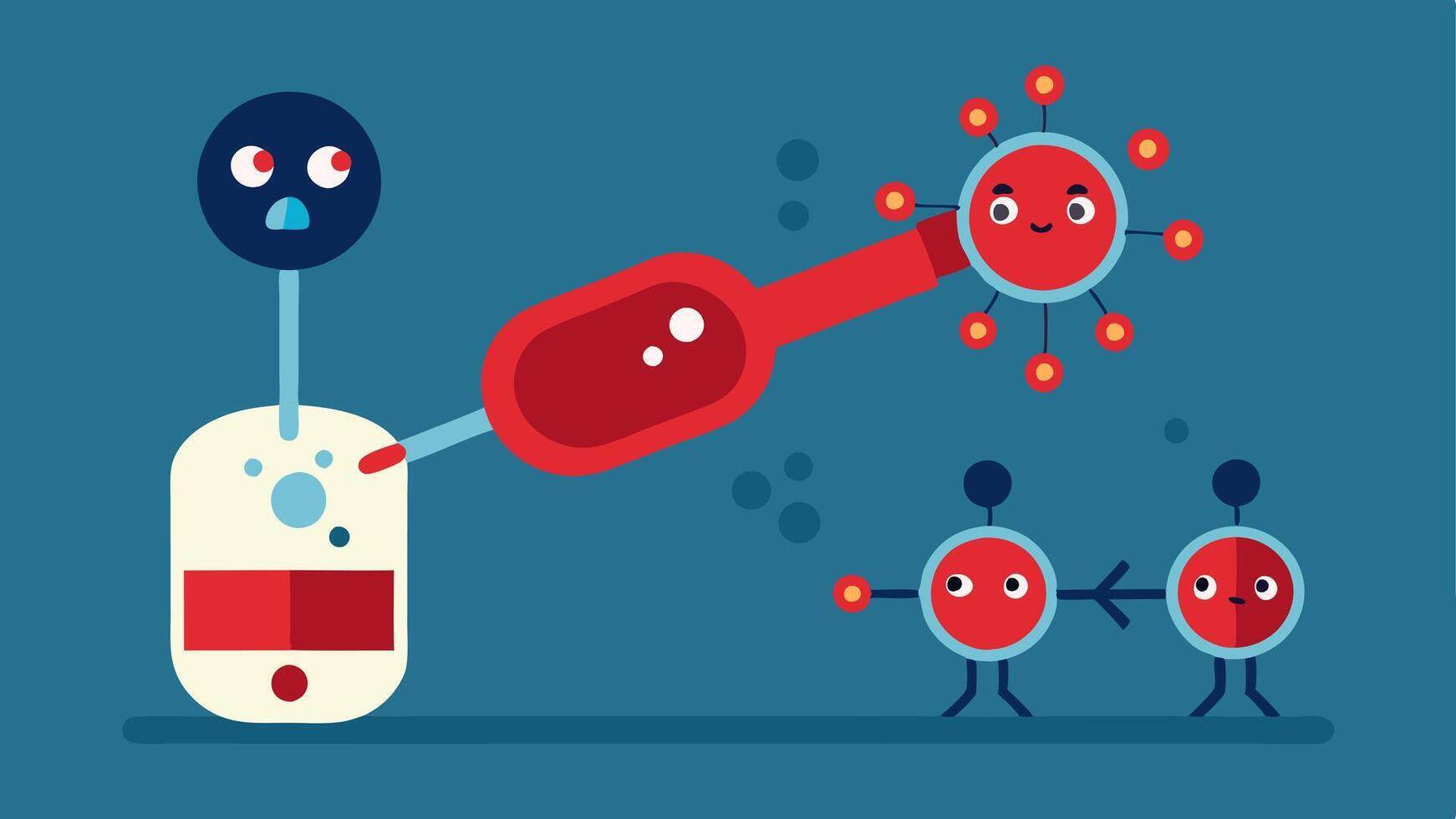 Blood Clot Removal A dynamic illustration showing nanobots working together to dissolve a clot within a vessel utilizing tools and techniques.. vector