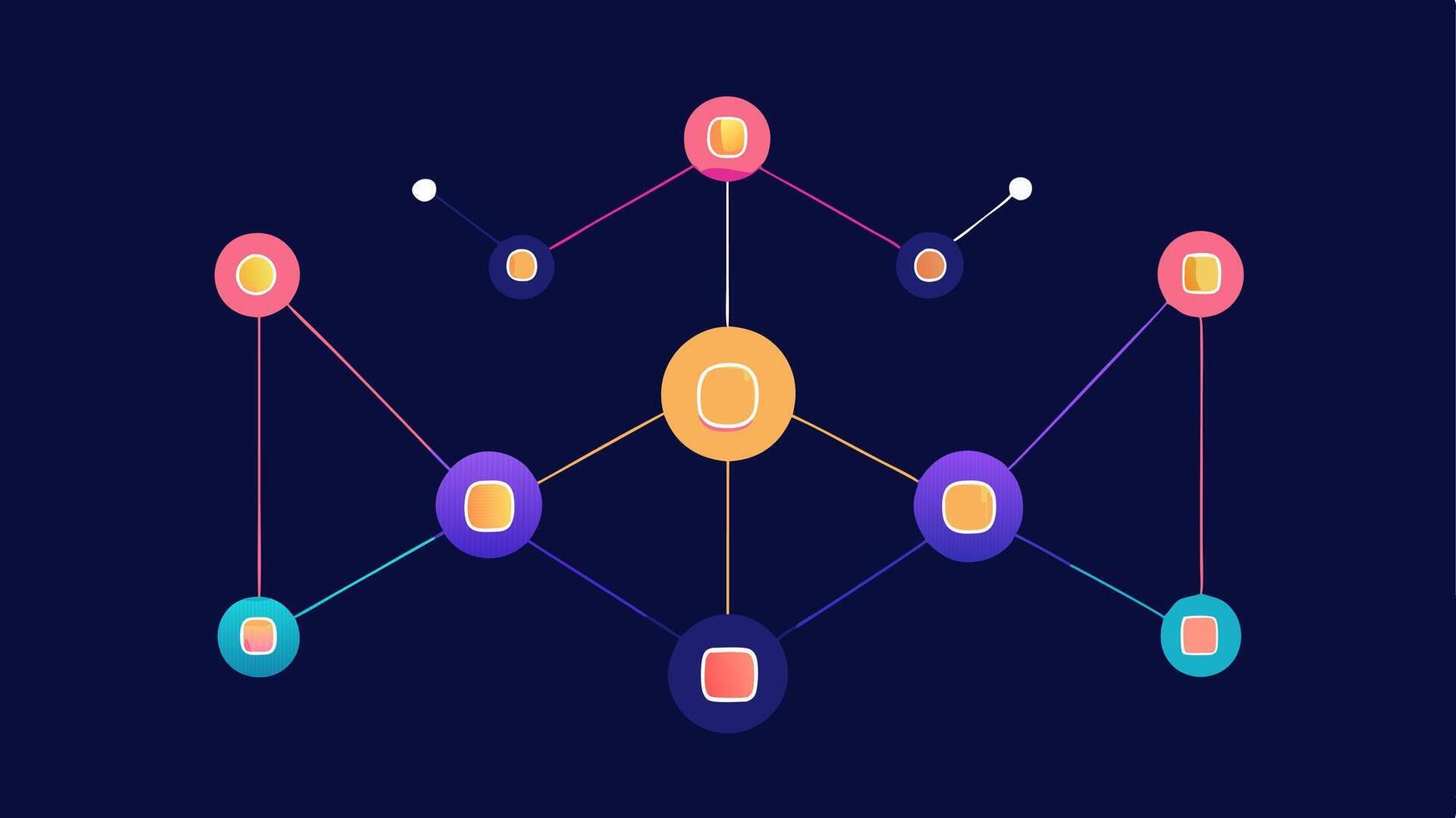 Network of Lights Show a network of interconnected lights with some glowing brighter than others indicating active market trends being tracked and analyzed by the AI.. vector