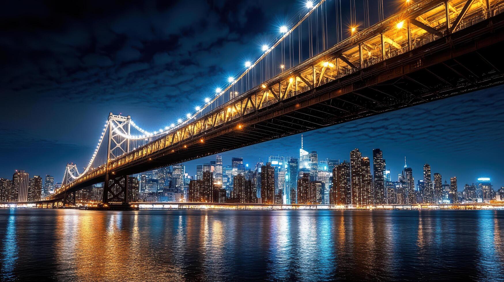 The new york city skyline at night photo