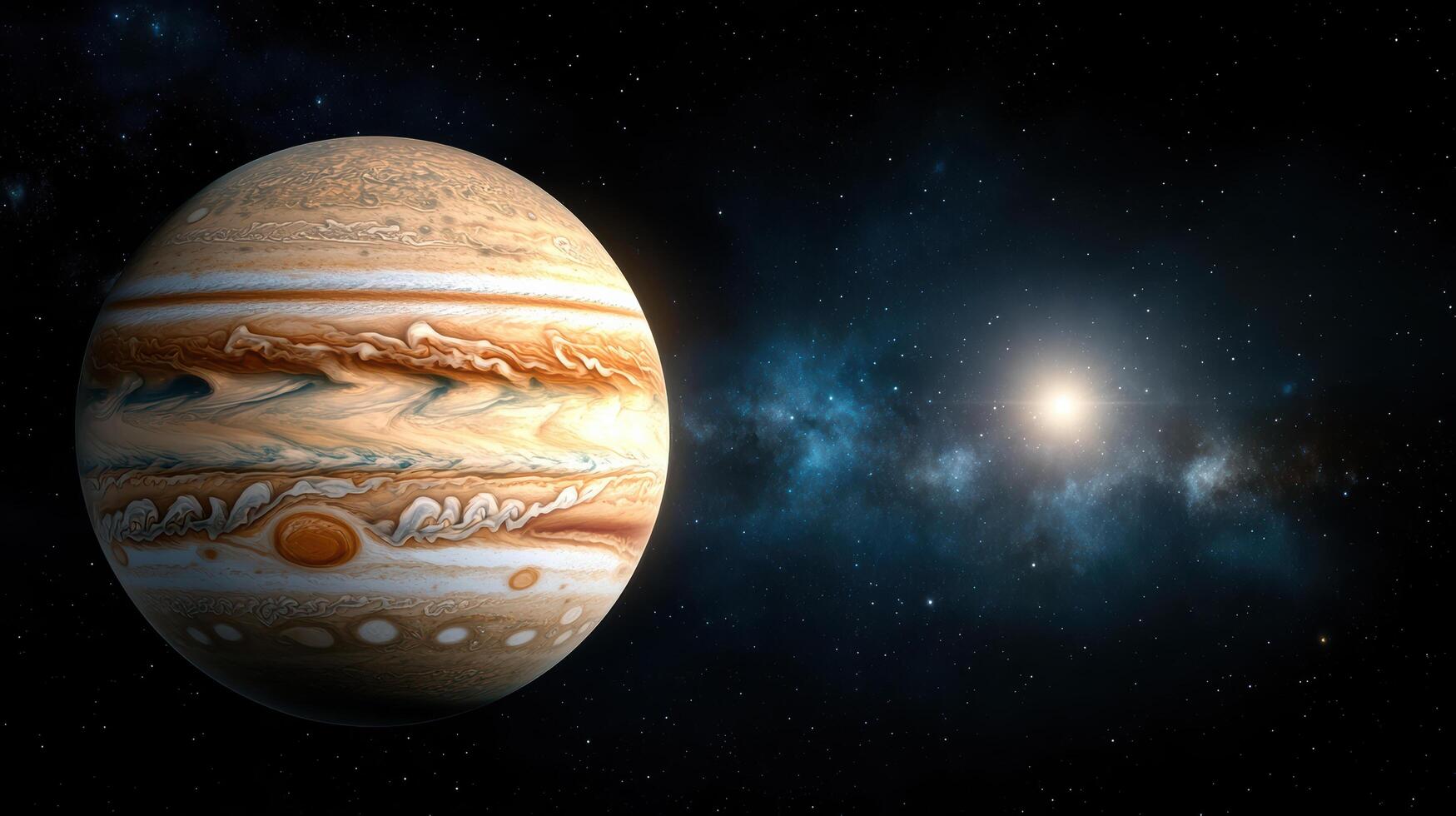 Jupiter and its moons in space photo