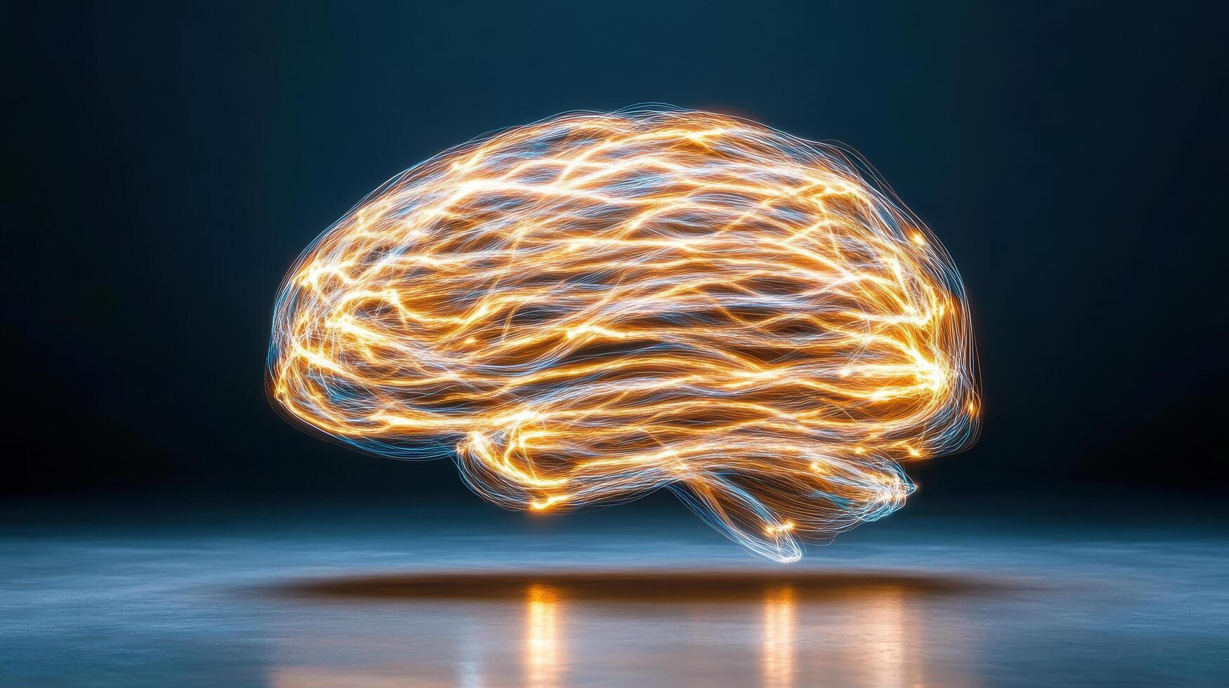 An abstract image of a glowing brain photo
