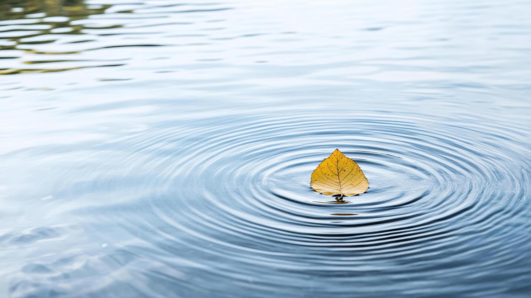 A single leaf floating in the water photo
