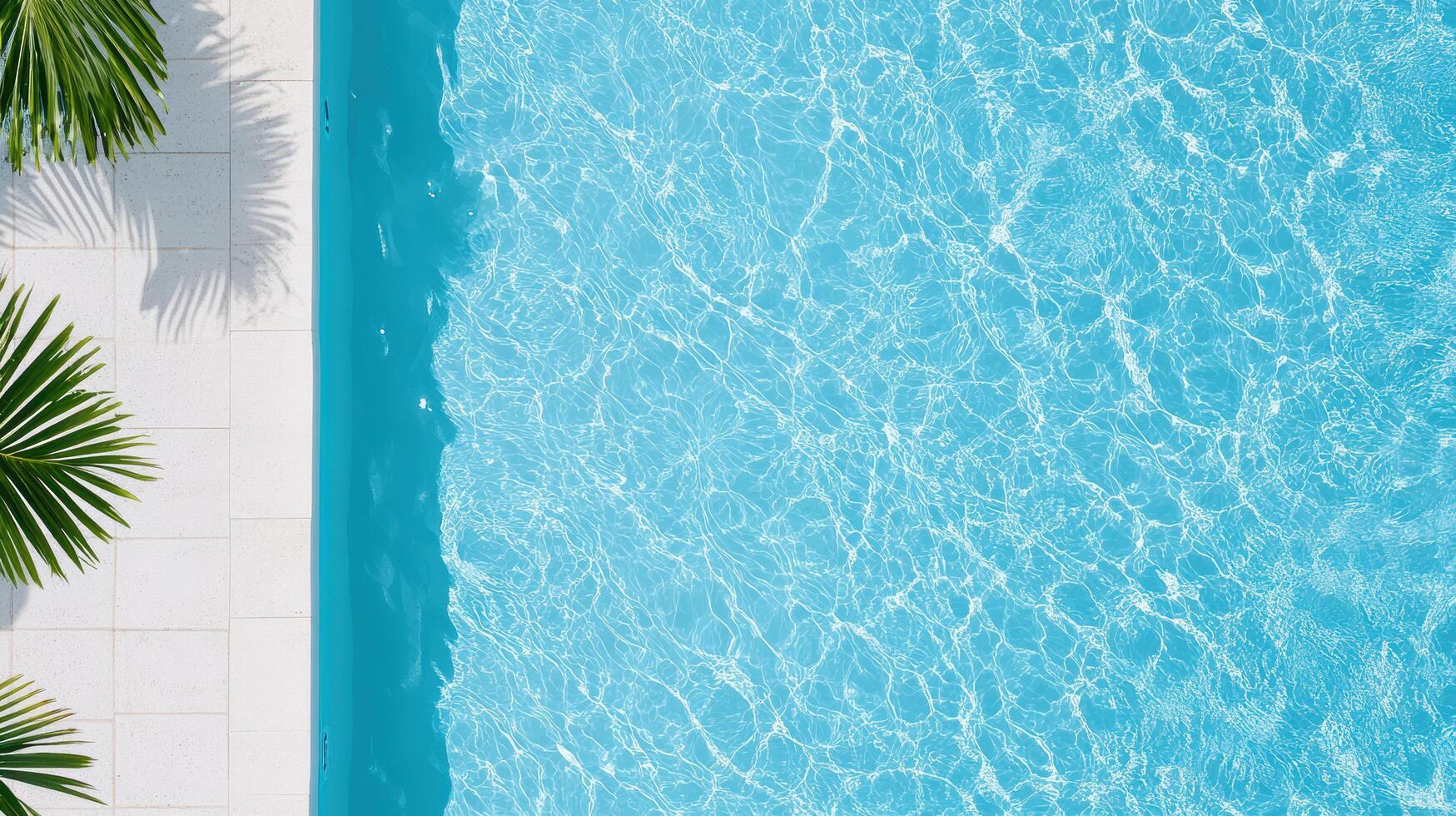 Top view of a swimming pool with palm trees photo