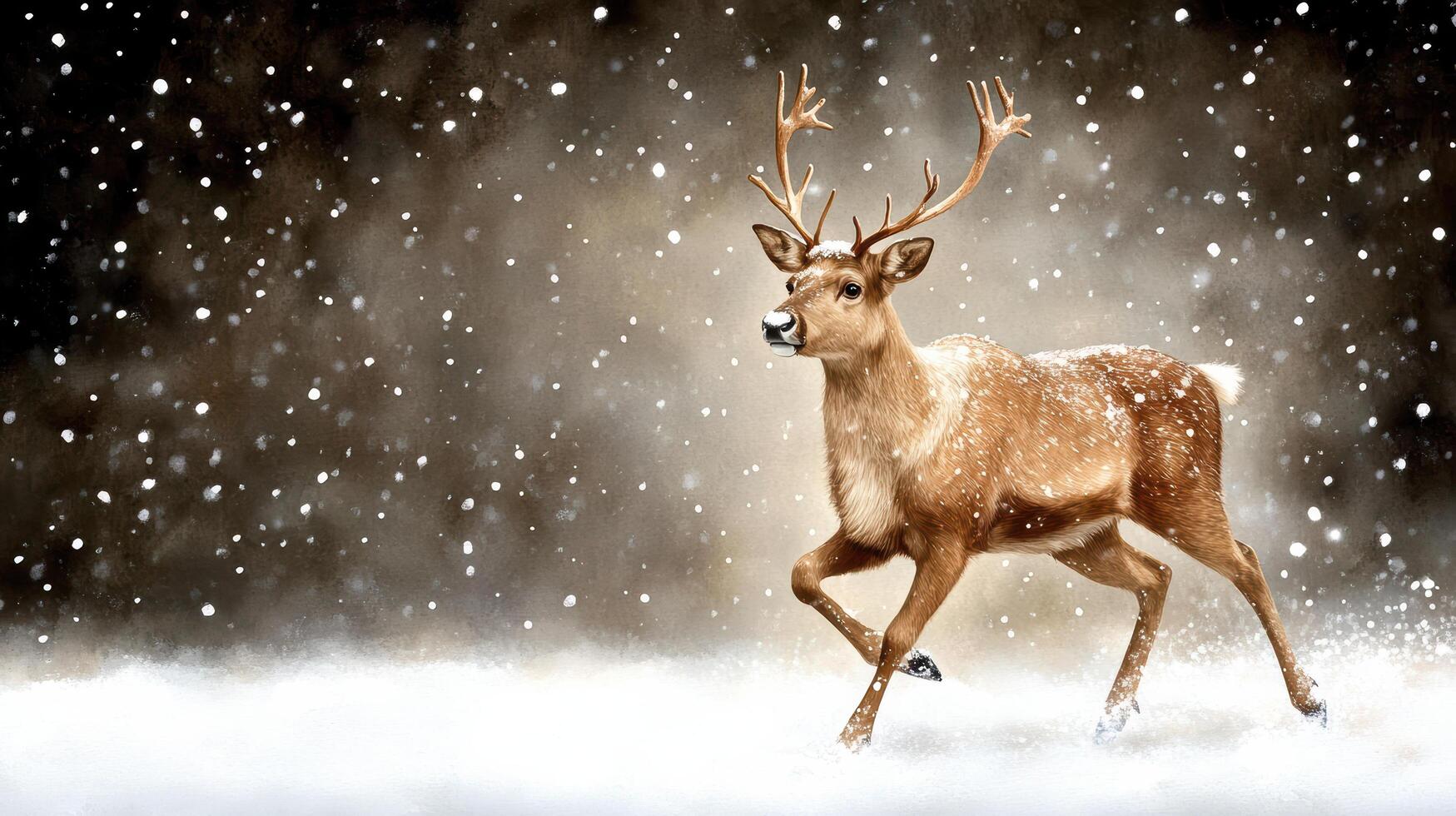 A deer is walking in the snow photo