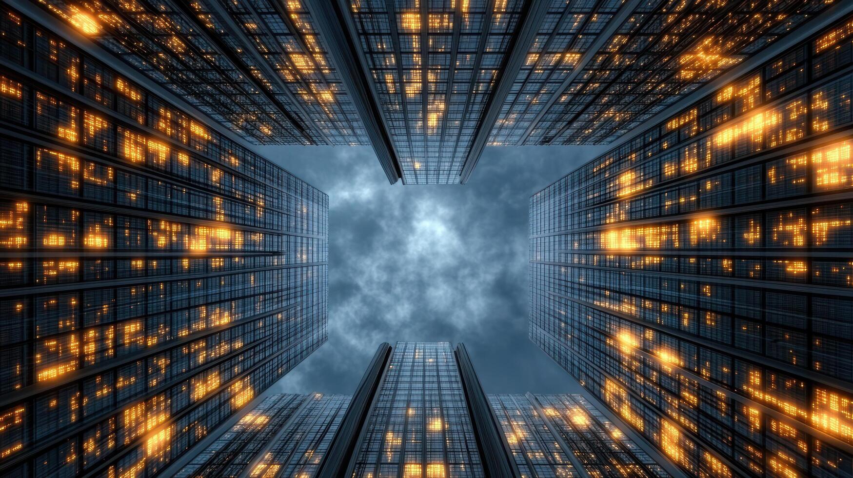 The sky is filled with lights in the middle of a city photo
