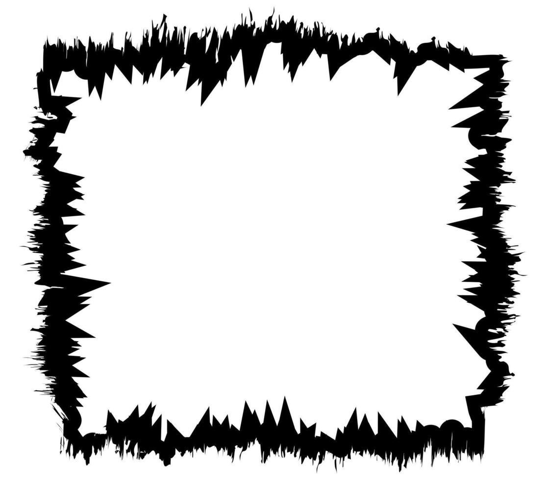 black border frame with grunge texture, stain ink for halloween banner frame vector