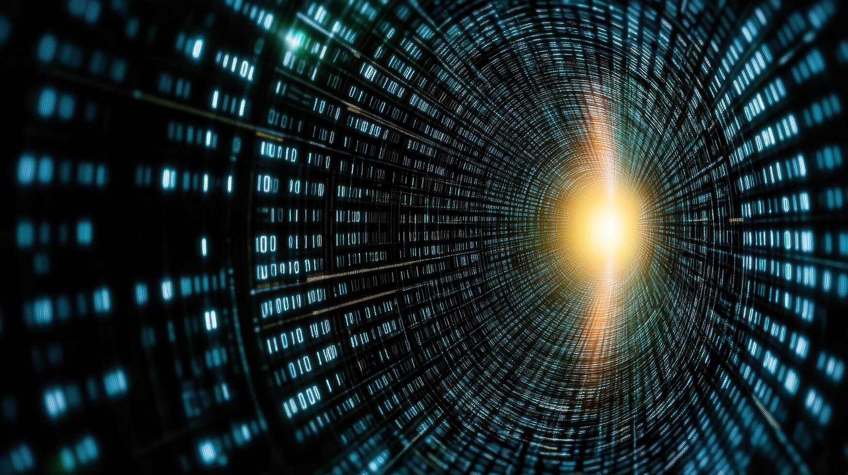 A computer screen with a bright light in the center photo