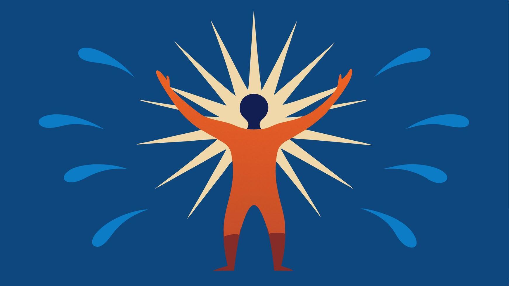 Charismatic Presence A silhouette of a person radiating light or waves of energy symbolizing the magnetic pull of a charismatic leader who draws others in.. vector