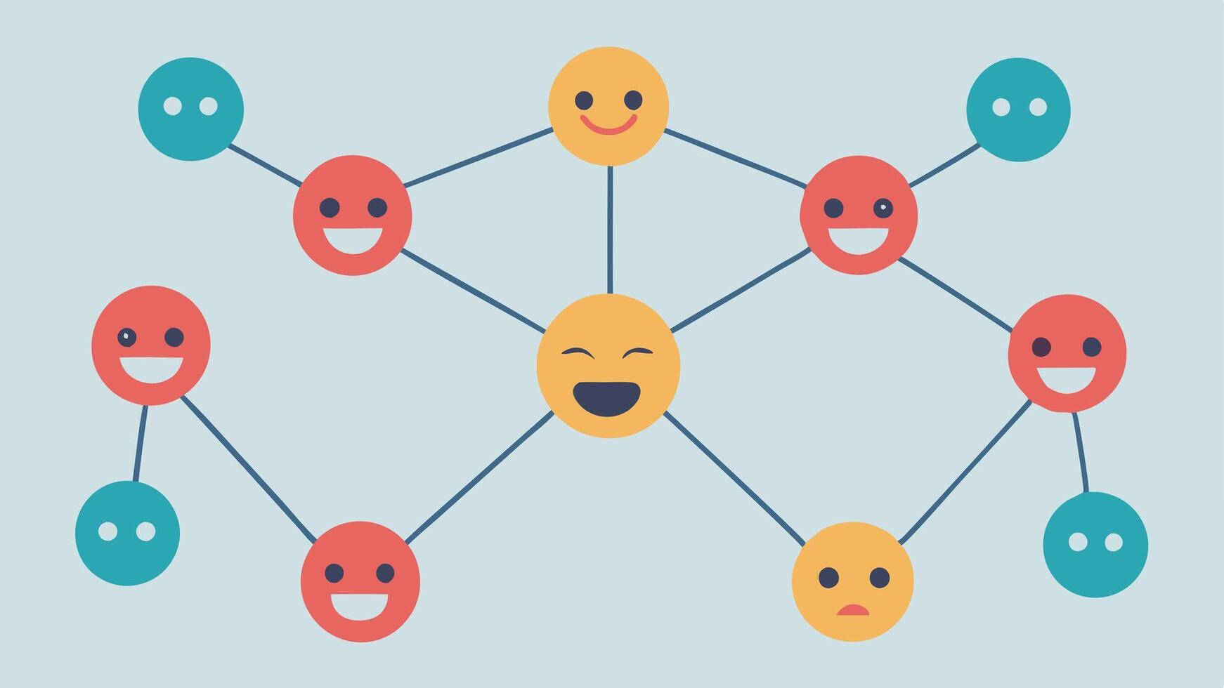Empathy Web A web of connections with people holding hands showing different emotions. Lines connect those feeling empathy to illustrate how it persists throughout social ties.. vector