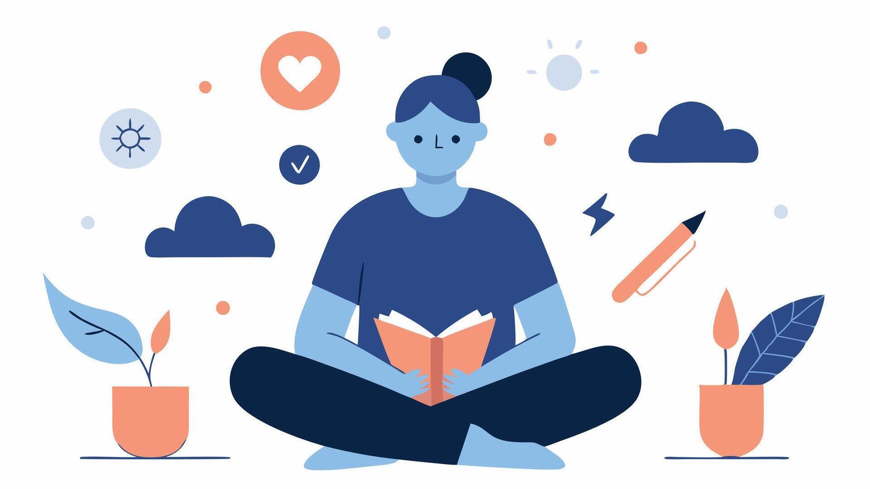 Writing It Out A person journaling their feelings surrounded by inspirational quotes and drawings. This conveys the power of selfreflection in the healing process.. vector