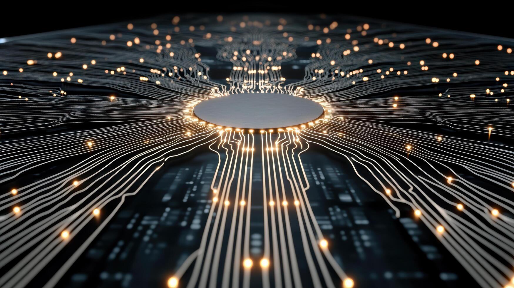 A circuit board with glowing lines photo