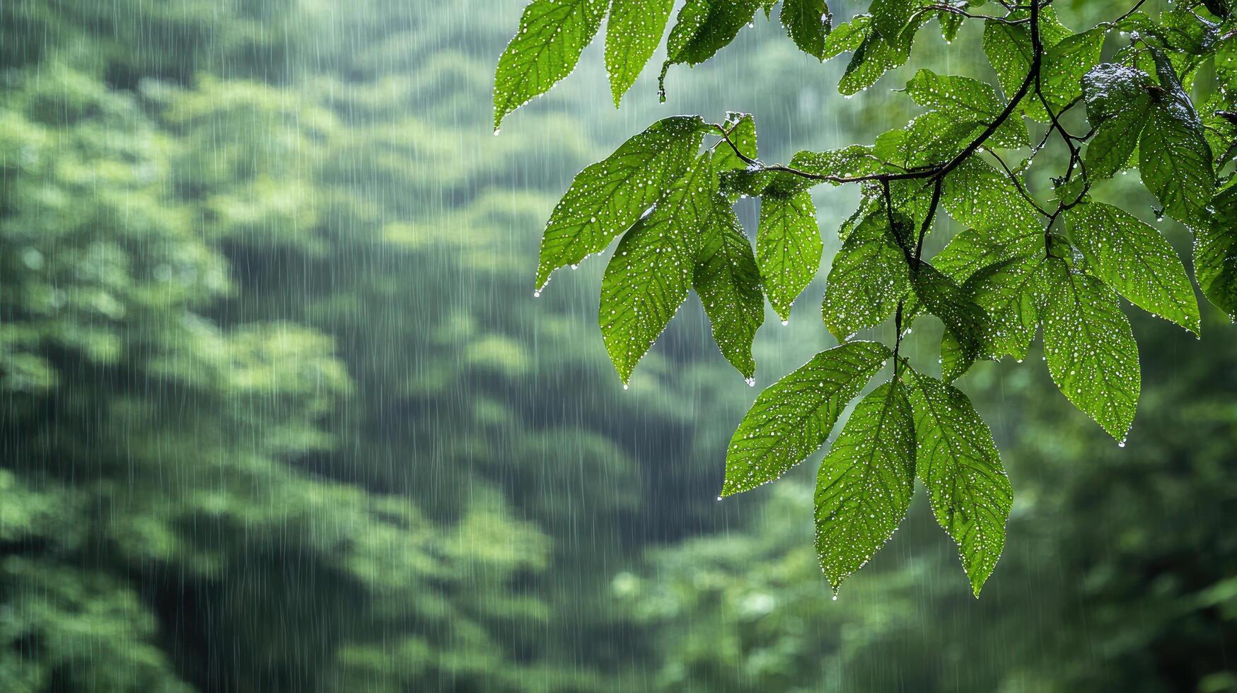 Rainy day in the forest photo