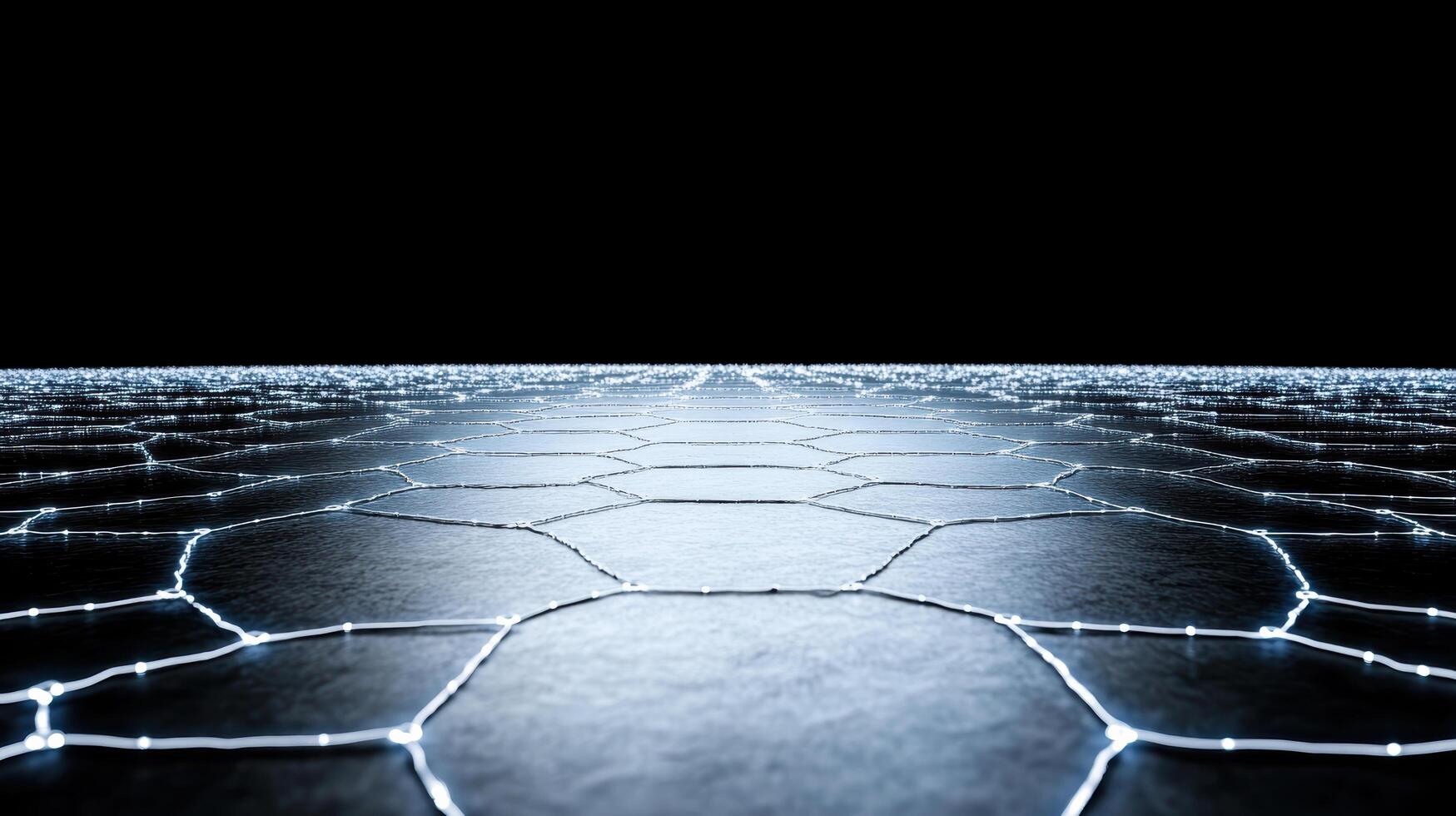 A 3d rendering of a hexagonal pattern on a black surface photo