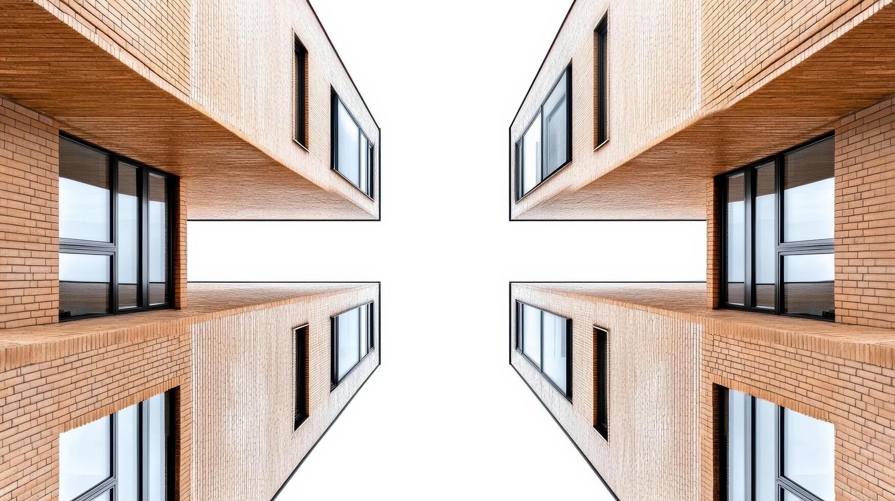 A view of a building from above with windows photo