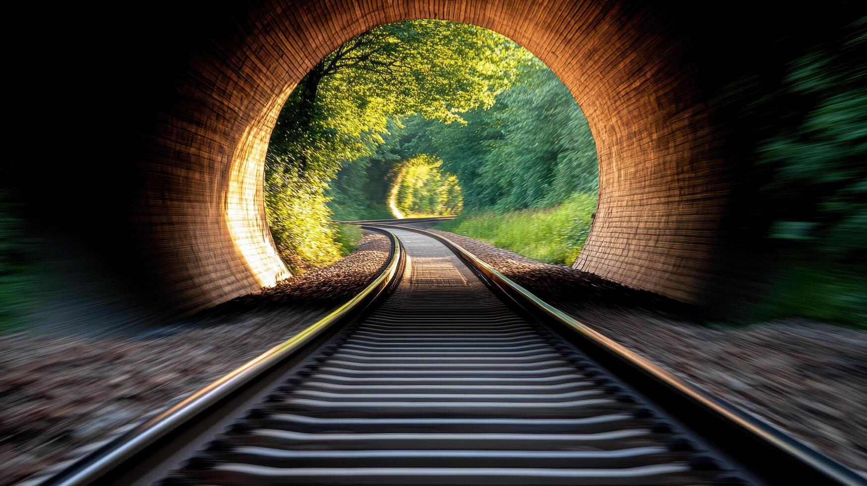 A train track going through a tunnel photo