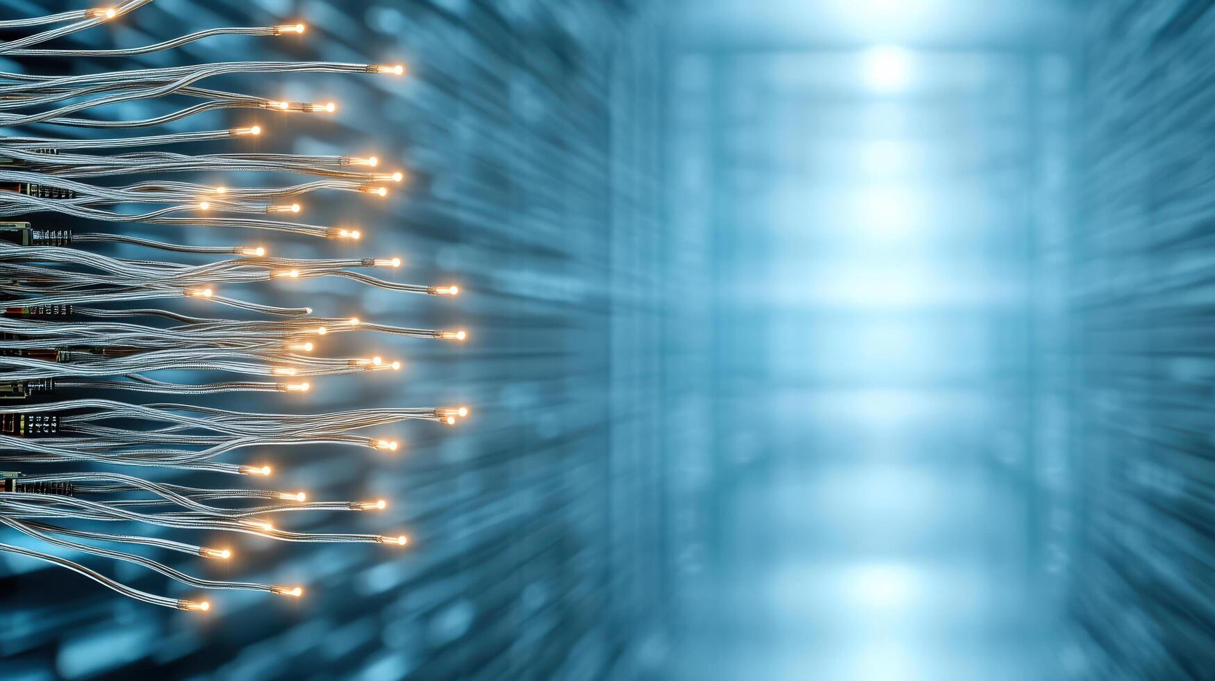 A group of wires in a data center photo