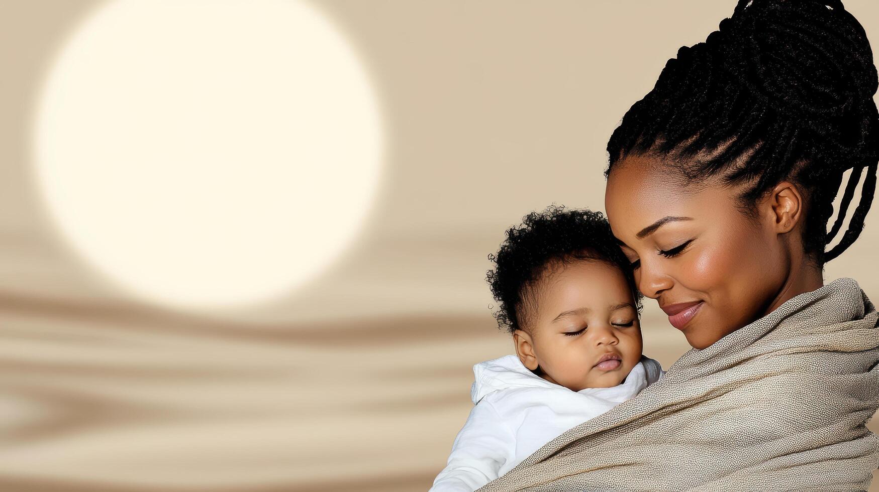 A woman holding a baby in her arms photo