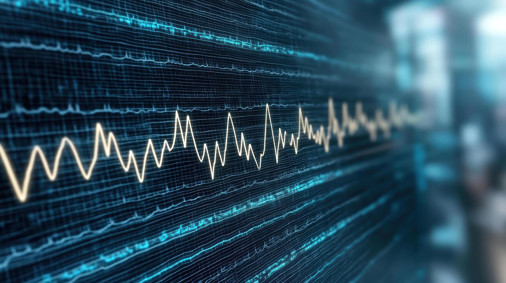 A close up of a heartbeat line on a computer screen photo