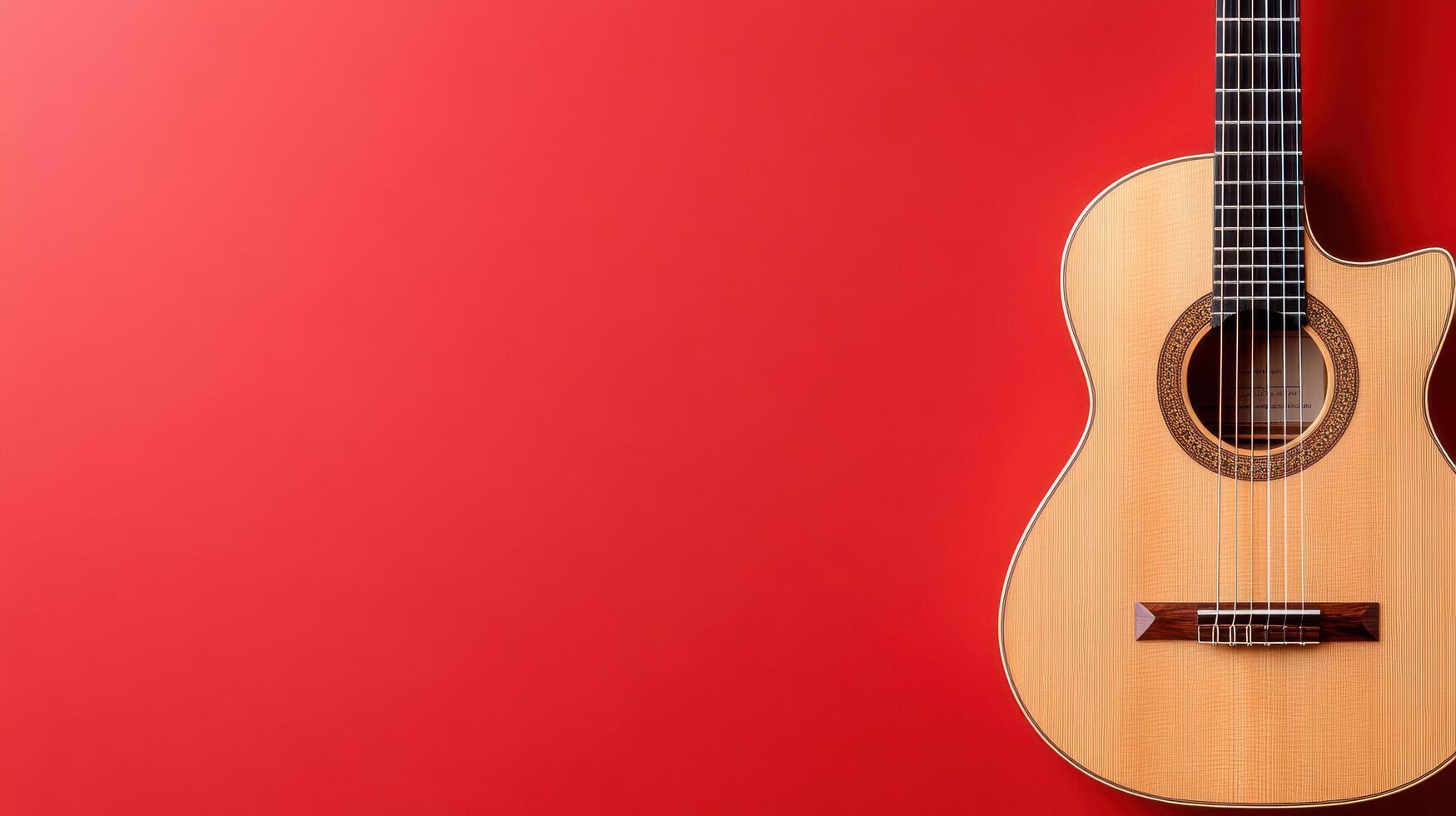 A guitar against a red background photo