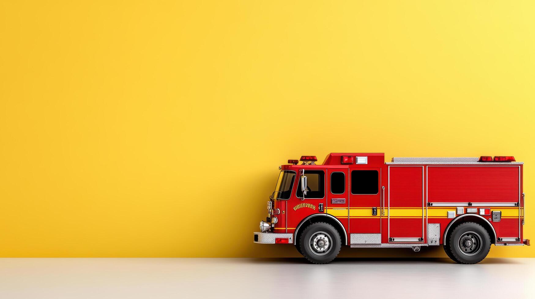 Fire truck on yellow background 3d render photo