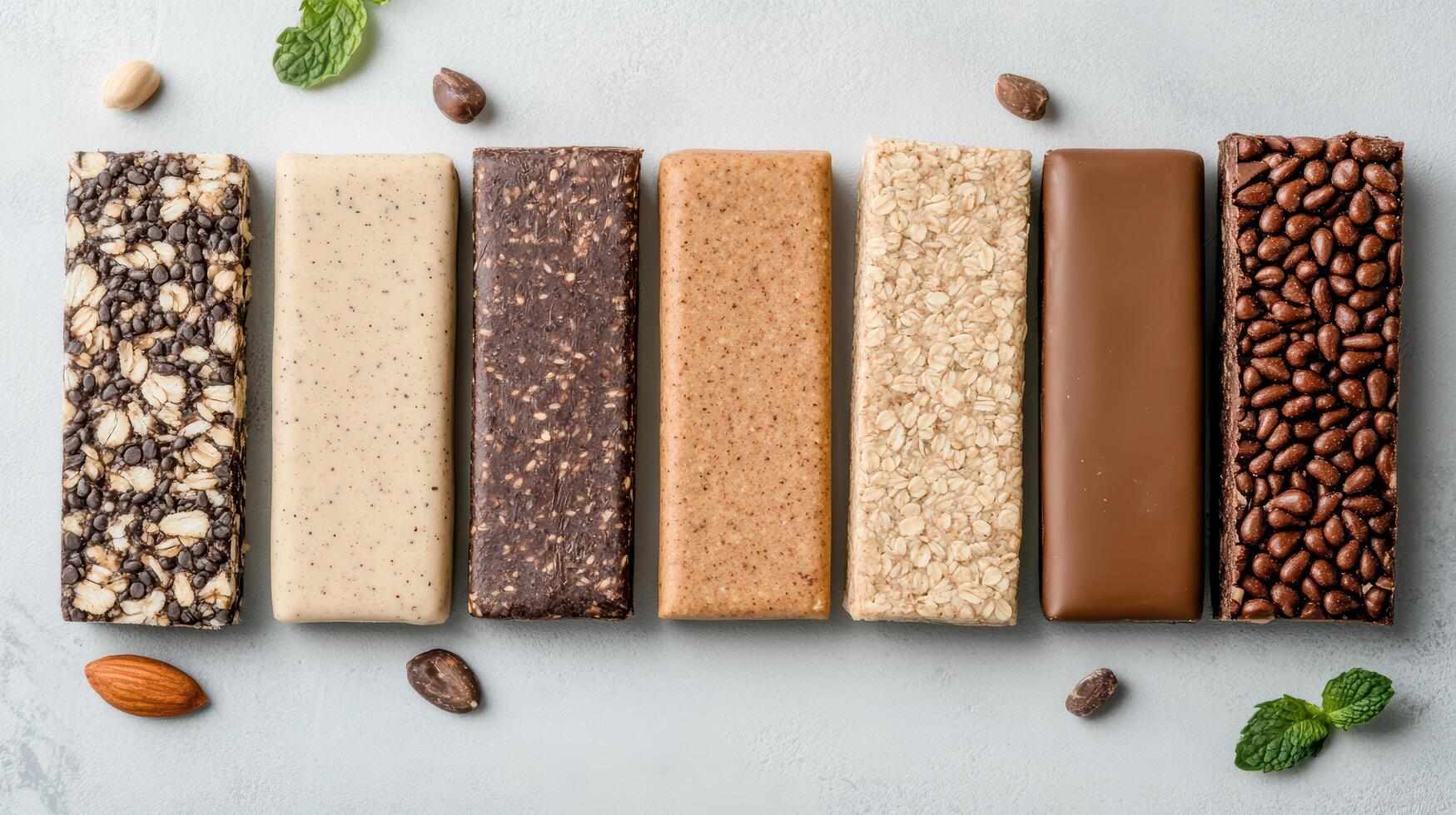 Various types of chocolate bars on a white background photo
