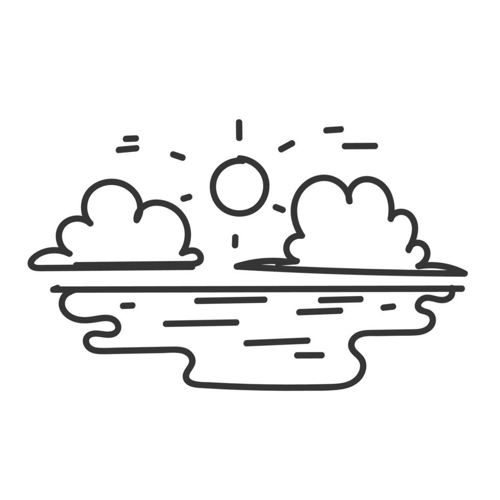 sunset and clouds over the ocean illustration vector