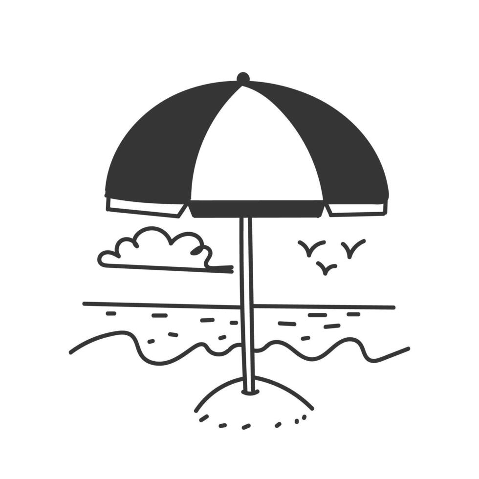 beach umbrella icon illustration on white background vector