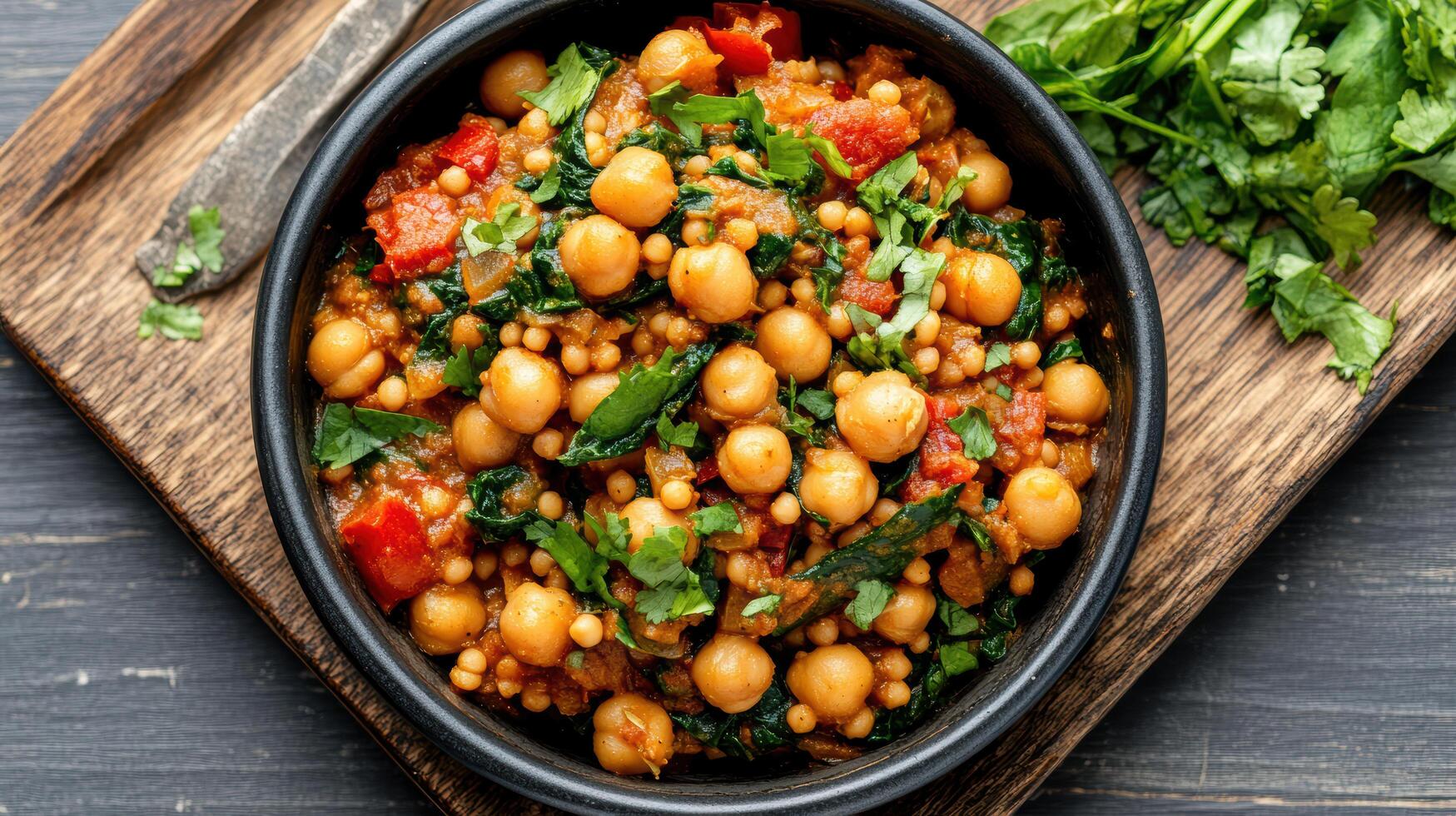 Chickpeas and spinach curry photo