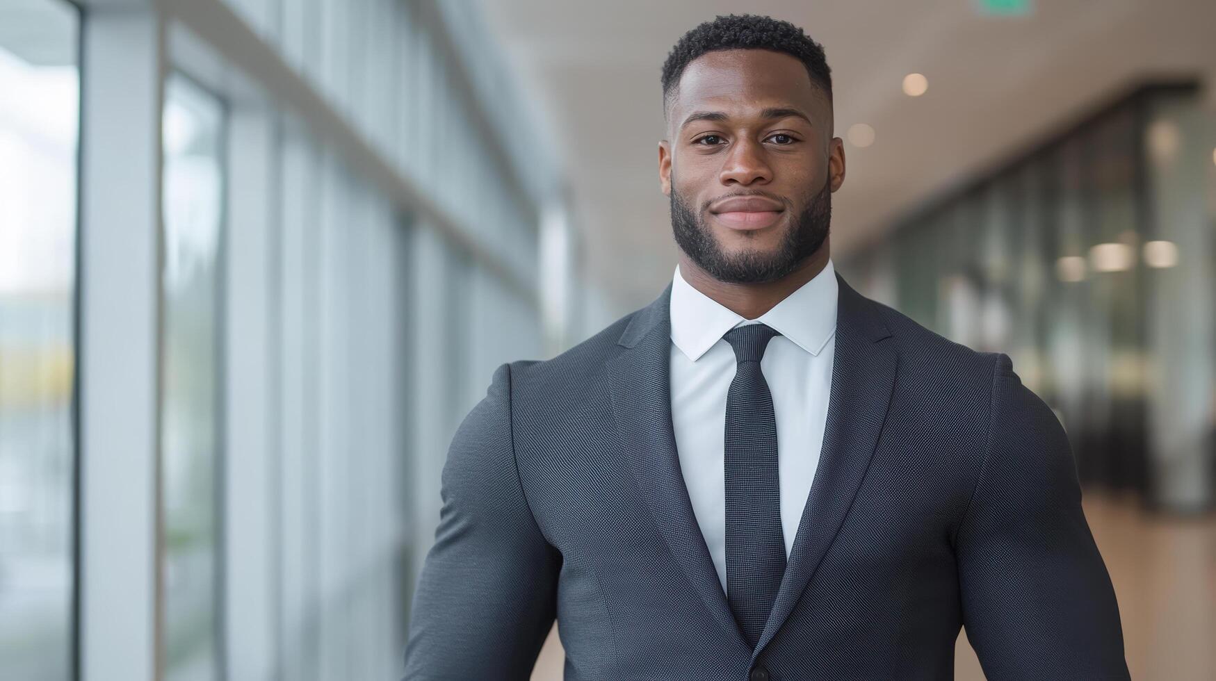 A man in a suit standing in an office photo