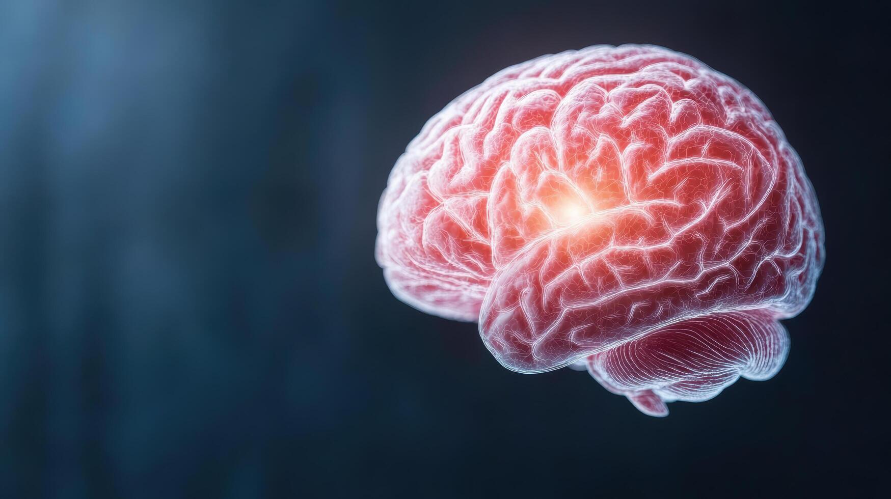 A human brain with a glowing light photo