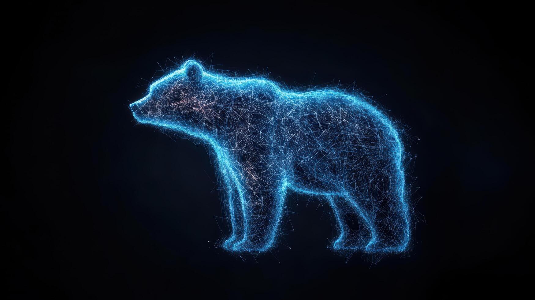 A bear is shown in a blue light on a black background photo