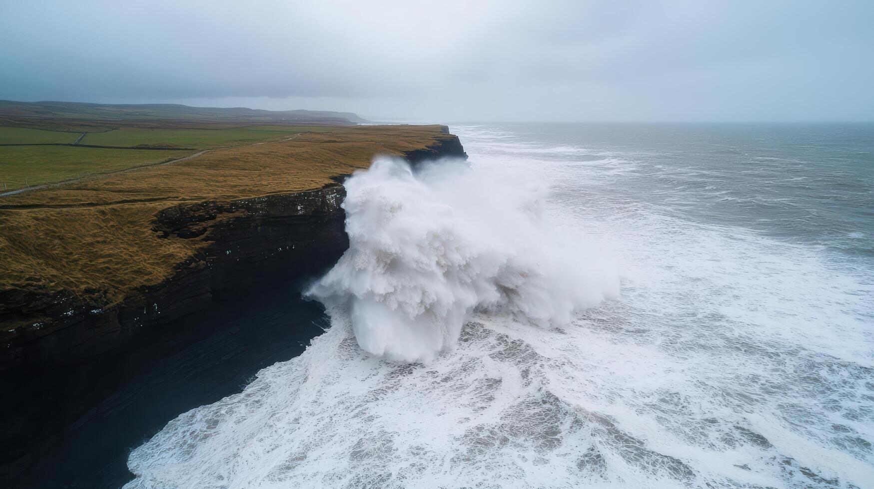 A large wave crashing into the ocean photo