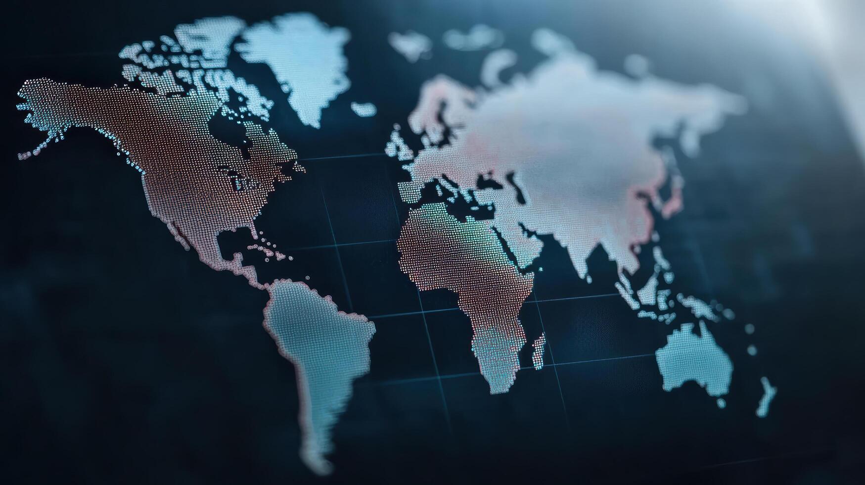 Digital world map with modern design, showcasing global connectivity and data visualization photo