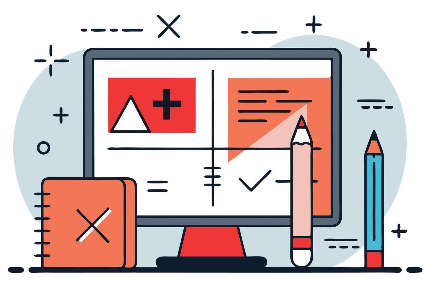 Creative Planning Concept With Computer And Pencils Depicting Strategy And Design vector