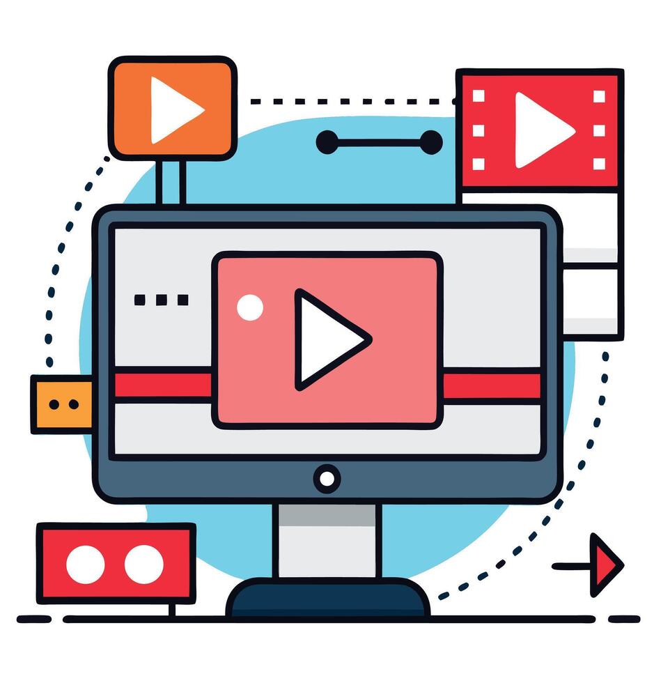 Flat Illustration Representing Online Streaming And Media Production Concept vector