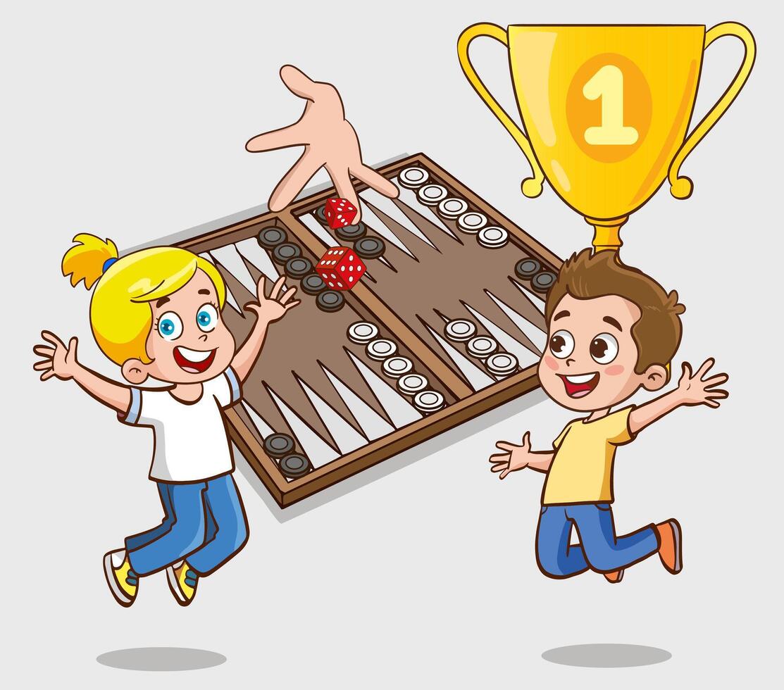 Backgammon tournament poster for kids illustration vector