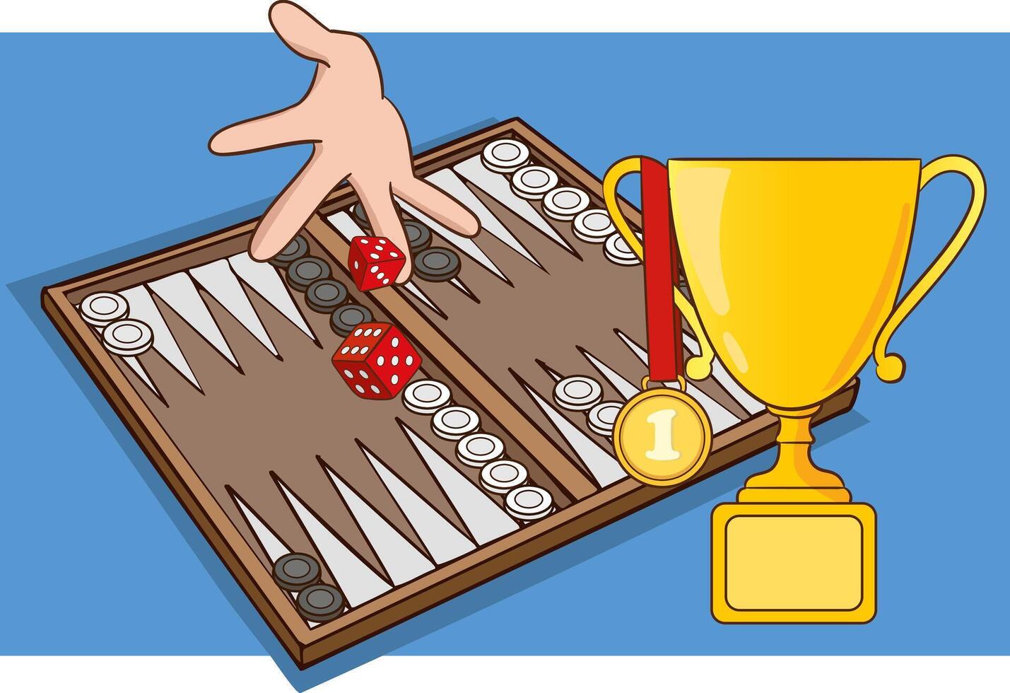 Backgammon on a white background. Backgammon table game for entertainment. Backgammon tournament vector