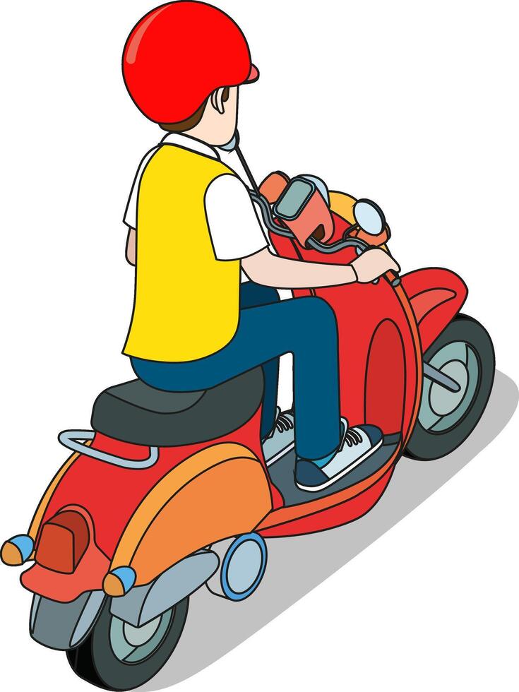 of a young man riding a motorbike vector