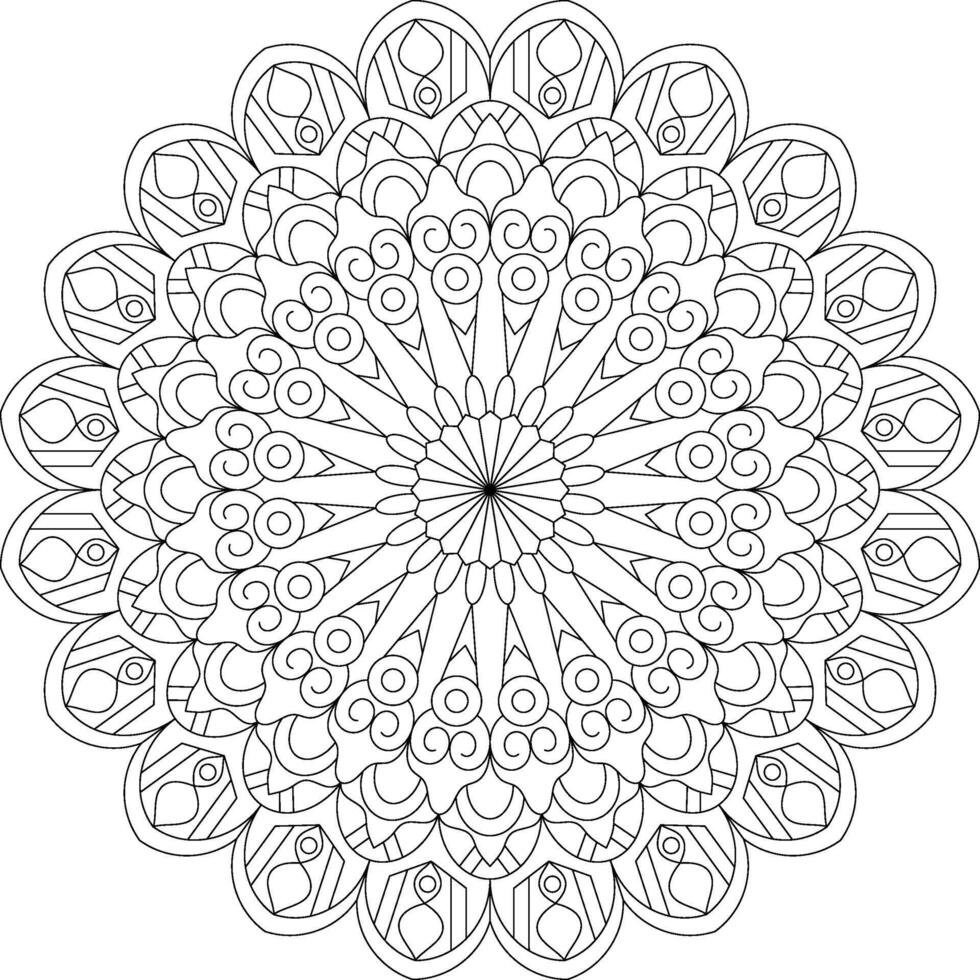 Intricate Geometric Mandala for Coloring and Design vector